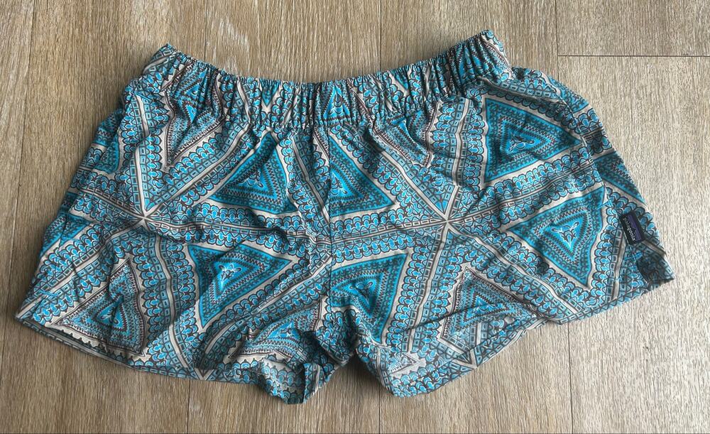 Patagonia granolagirl outdoorsy Baggies Blue Geometric Tribal Mosaic Pattern